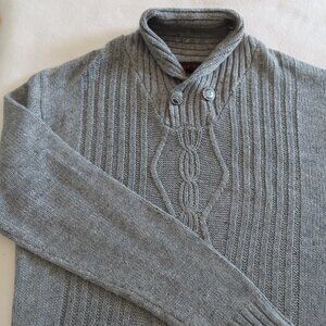 True Rock Shawl Neck Cable Knit Men's Sweater Gray Pullover Fall Grandpa XXL
